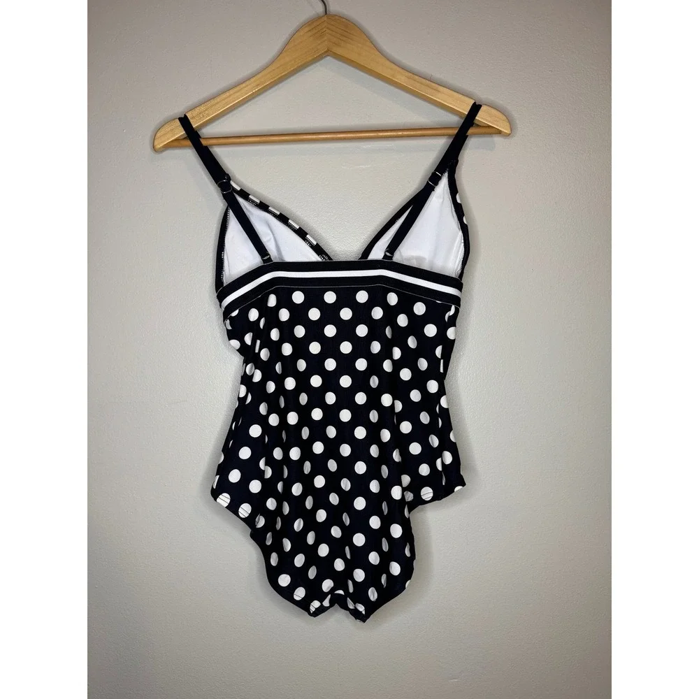 Kate Spade Black‎ White Polka Dot One Piece Swimsuit M
